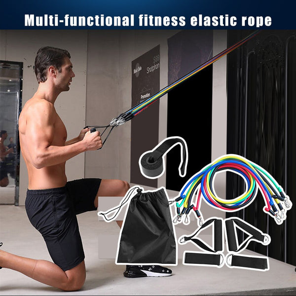 Elastic Resistance Band with Bag Door Buckle 11pcs Exercise Pull Rope Ankle Ring Multi-function Equipment for Exercise | Vimost Shop.