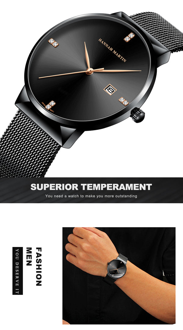 Men Watches Fashion Quartz Watch Casual Steel Mesh Steel Waterproof Top Brand Luxury  Sport Watch