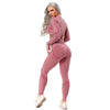 2pcs Seamless Yoga Sets Fitness Sport Suit For Women Tracksuit Gym Clothes Long Sleeve Crop Top Mesh Leggings Workout SportsWear | Vimost Shop.