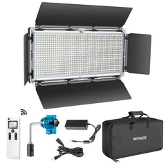 Advanced 2.4G 960 LED Video Light with Barndoor, Dimmable Bi-Color LED Panel with LCD Screen and 2.4G Wireless Remote