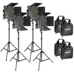 4 Pieces Bi-Color 660 LED Video Light and Stand Kit: Dimmable Light with U Bracket and Light Stand for Studio Photography | Vimost Shop.