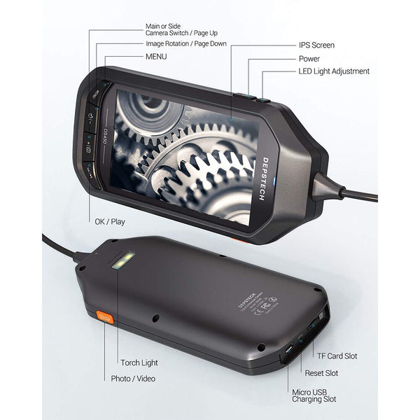 4.5in IPS Screen Digital Endoscope Dual Lens 2MP / 5MP Wireless Industrial Borescope Waterproof Pipe Inspection Camera | Vimost Shop.
