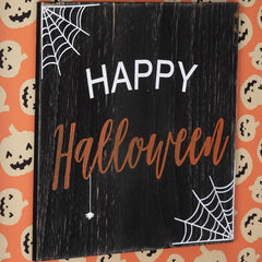 Halloween wood wall sign Happy Pumpkin smiley with orange bottom Perfect Halloween Decorations for Hanging on Walls Doors | Vimost Shop.