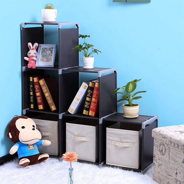 Cube Storage Shelf Multifunctional Assembled 3 Tiers 6 Compartments Black or Dark Brown U.S. Stocks | Vimost Shop.