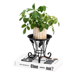 Artisasset 5.3Inch Plate Mini Paint Iron Plant Stand Metal Flower Pot Holder Potted Plant Stand Flower Rack 13x13x13CM Black | Vimost Shop.