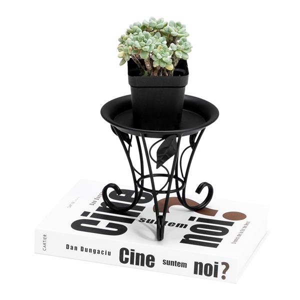 Artisasset 5.3Inch Plate Mini Paint Iron Plant Stand Metal Flower Pot Holder Potted Plant Stand Flower Rack 13x13x13CM Black | Vimost Shop.