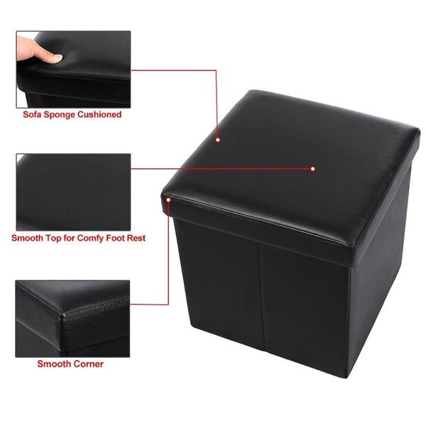 Square Bench Footstool Storage Stool Cabinet Practical PVC Leather Surface 38*38*38CM[US-Stock] | Vimost Shop.