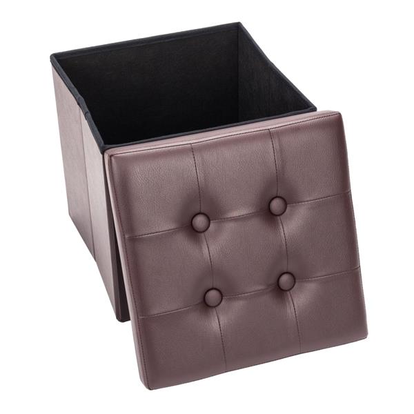 Square Bench Footstool Storage Stool Cabinet Practical PVC Leather Surface 38*38*38CM[US-Stock] | Vimost Shop.