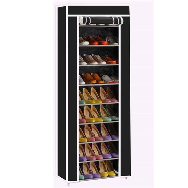 Non-woven Fabric Shoe Rack New Style Room-saving 10-Layers 9 Lattices Black | Vimost Shop.