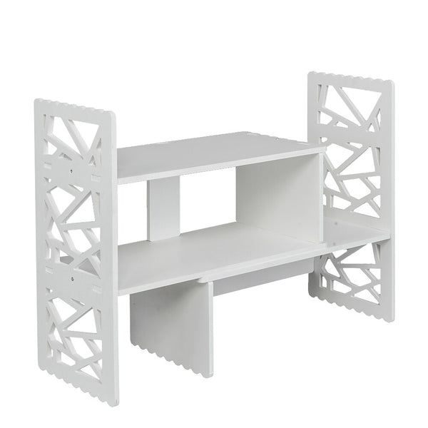 Expandable Openwork Desktop Bookshelf Organizer Shelving Unit White Matte Finish Waterproof Damp Proof[US-Stock] | Vimost Shop.