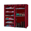 [US-W] Non-woven Fabric Shoe Rack 6-Row 2-Line 12 Lattices  Wine Red | Vimost Shop.