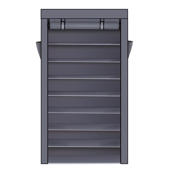 [US-W]10 Tiers Shoe Rack with Dustproof Cover Closet Shoe Storage Cabinet Organizer Black/Gray/Mocha/Beige | Vimost Shop.