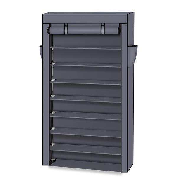 [US-W]10 Tiers Shoe Rack with Dustproof Cover Closet Shoe Storage Cabinet Organizer Black/Gray/Mocha/Beige | Vimost Shop.