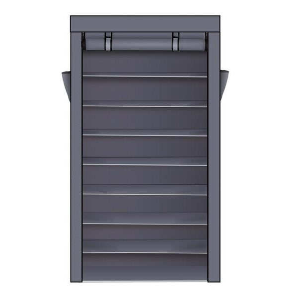 [US-W]10 Tiers Shoe Rack with Dustproof Cover Closet Shoe Storage Cabinet Organizer Gray And Black | Vimost Shop.