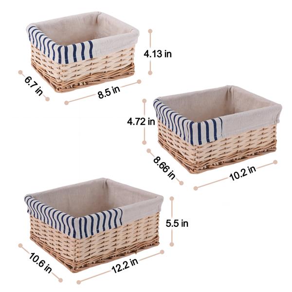 Handmade Wicker Storage Baskets Set of 3 Shelf Woven Decorative Home Bins Organizer Nesting Baskets Natural[US-Stock] | Vimost Shop.