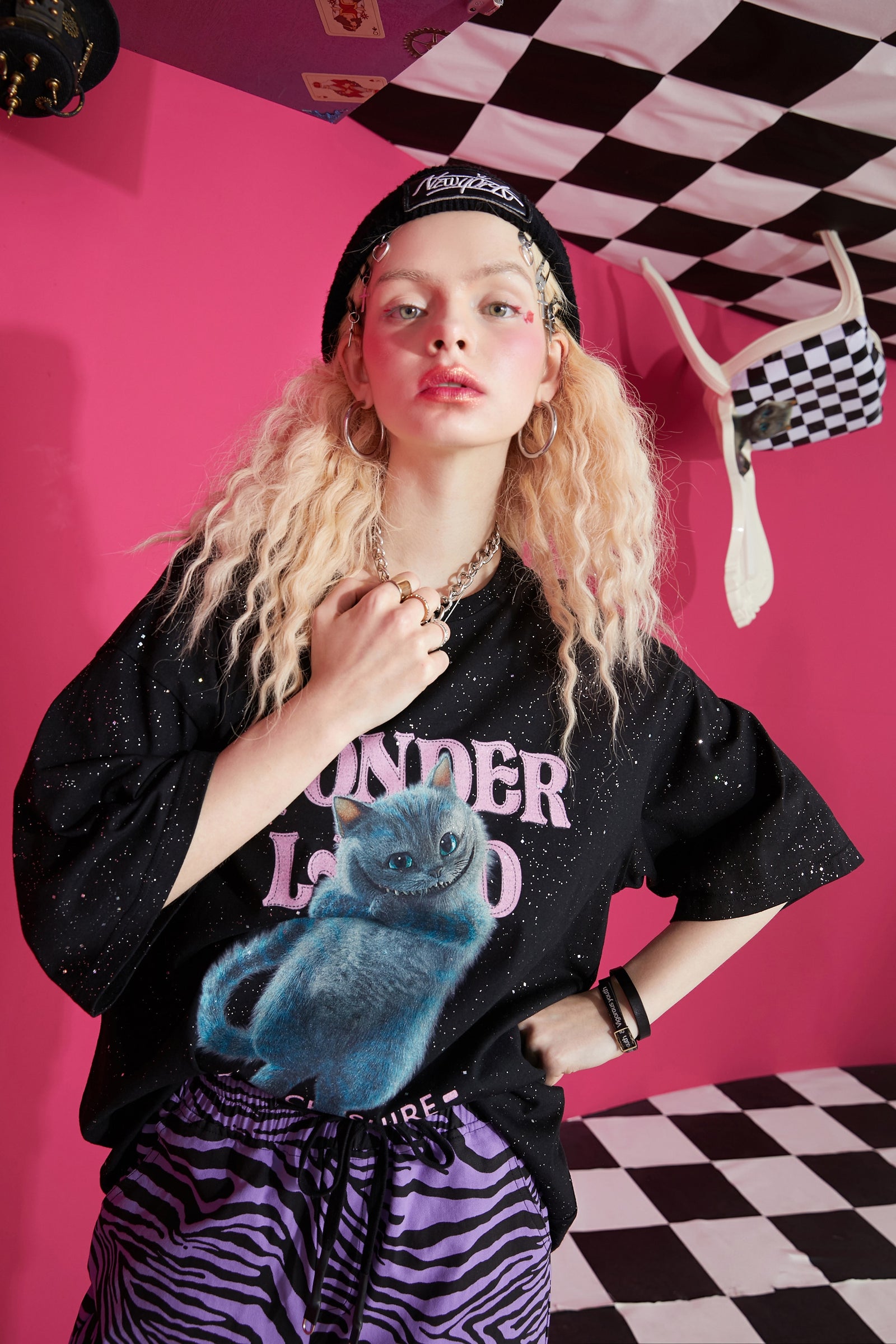 Harajuku Cat Print Casual T-Shirts Women,Spring ELF Vintage Short Sleeve Female Basic Daily Graphic Tops