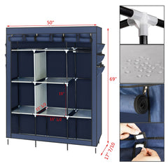 69" High-leg Non-woven Fabric Assembled Cloth Wardrobe Dark Blue | Vimost Shop.