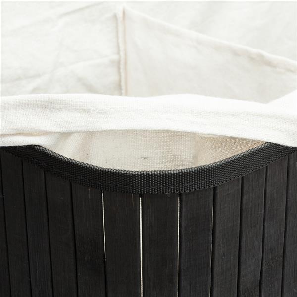 Large Dirty Clothes Hamper with Lid Double-Lattice Bamboo Folding Basket Black Cotton Lining Damp Proof Dustproof Easy Clean | Vimost Shop.