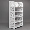 Shoe Rack Shelf Stand Wood-plastic Board Six Tiers Carved Shoe Rack White[US-Stock] | Vimost Shop.