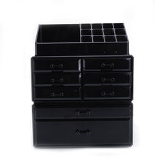 Plastic Cosmetics Storage Rack/Shelf/Stand Makeup Organizer Case with 6 Small & 2 Large Drawers Black[US-Stock] | Vimost Shop.