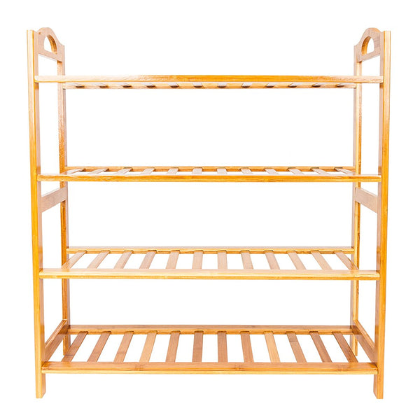 Shoe Rack Shelf Stand Concise 12-Batten 4 Tiers Bamboo Wood Color[US-W] | Vimost Shop.