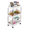3-Tier Mobile Multi-Purpose Storage Cart Suitable for Kitchen Bathroom Laundry Room Narrow Place Plastic&Stainless Steel White | Vimost Shop.