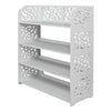 Shoes Rack Shelf Stand Storage Wood-Plastic Board Four Tiers Carved White[US-Stock] | Vimost Shop.
