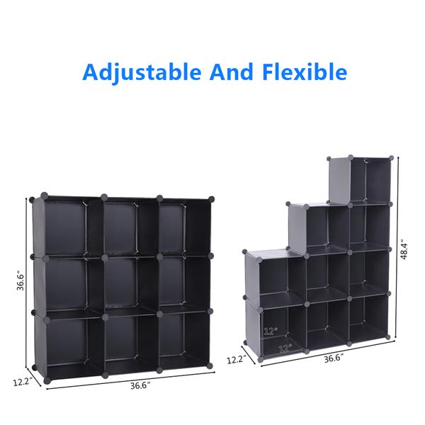 Modular Cube Storage Unit Durable Stackable 9-Cube Closet Organizer Storage Shelves Cubes Organizer DIY Closet Cabinet Black | Vimost Shop.