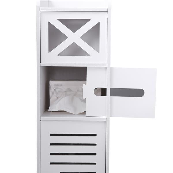 Narrow Cabinet for Pvc Toilet Cross Tissues Two Tissue Storage Narrow Bathroom White Cabinet Durable Lots of Storage(20x25x74cm) | Vimost Shop.