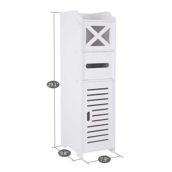 Narrow Cabinet for Pvc Toilet Cross Tissues Two Tissue Storage Narrow Bathroom White Cabinet Durable Lots of Storage(20x25x74cm) | Vimost Shop.