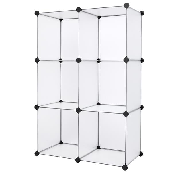 6-Cube Storage Shelves Closet Organizer Stackable DIY Unit Cabinet Rack ABS Connectors PP Plastic Panel White[US-Stock] | Vimost Shop.