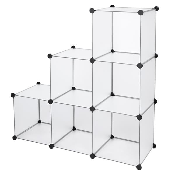 6-Cube Storage Shelves Closet Organizer Stackable DIY Unit Cabinet Rack ABS Connectors PP Plastic Panel White[US-Stock] | Vimost Shop.