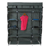 5-Layer 12-Compartment Non-woven Fabric Wardrobe Portable Closet Gray/Navy (133x46x170cm) | Vimost Shop.