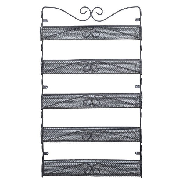 Wall Mounted Spice Rack Organizer 5 Tier Multi-Purpose Metal Storage Shelf Pattern Edge Black 40x9x68CM[US-Stock] | Vimost Shop.