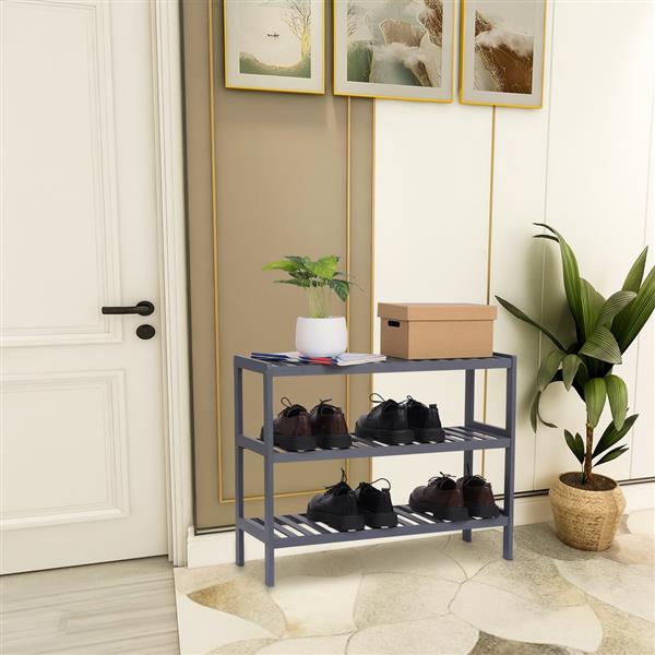 Shoe Rack Bench Multipurpose 3-Layer Cell Storage Shelf 100% Bamboo for Entrance Corridor Bathroom Living Room 70x25x55CM[US-W] | Vimost Shop.