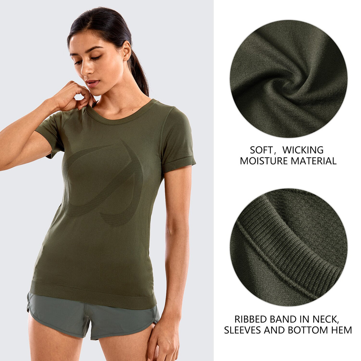 Women's Seamless Active Tops Short Sleeve Workout Running Sports Leisure T-Shirt