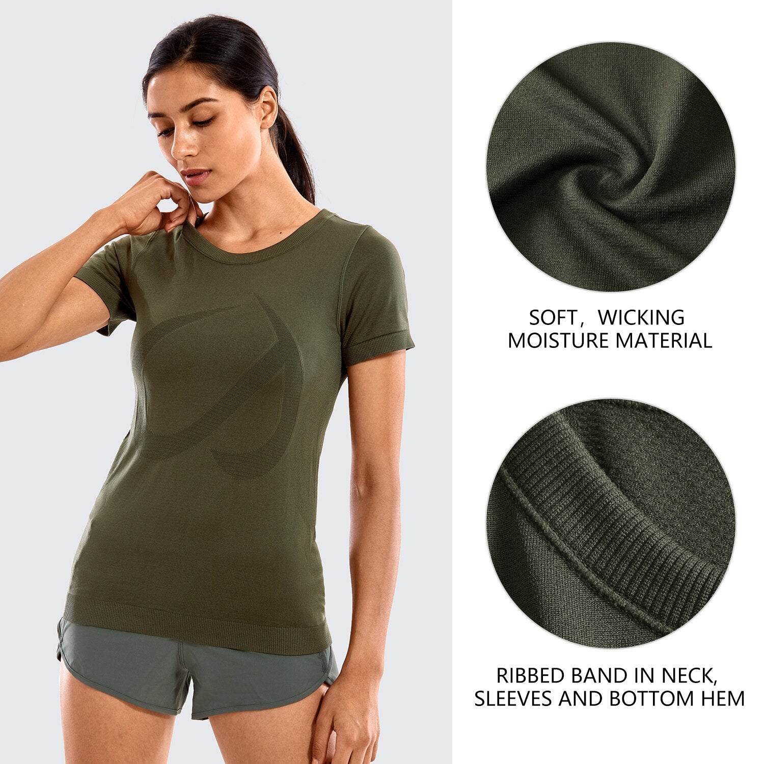 Women's Seamless Active Tops Short Sleeve Workout Running Sports Leisure T-Shirt