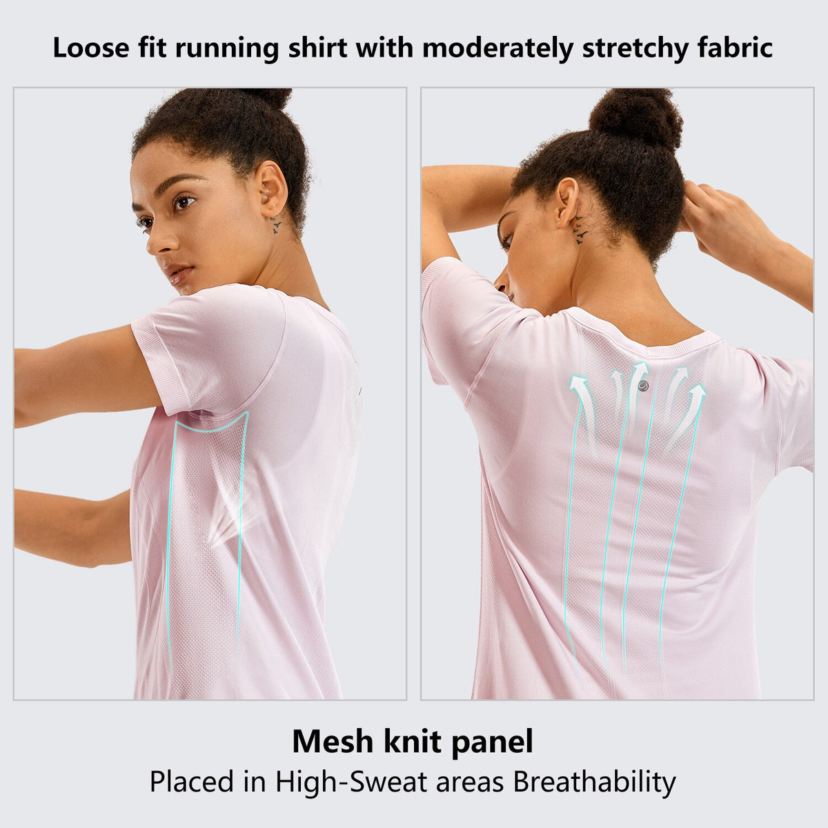 Women's Seamless Active Tops Short Sleeve Workout Running Sports Leisure T-Shirt
