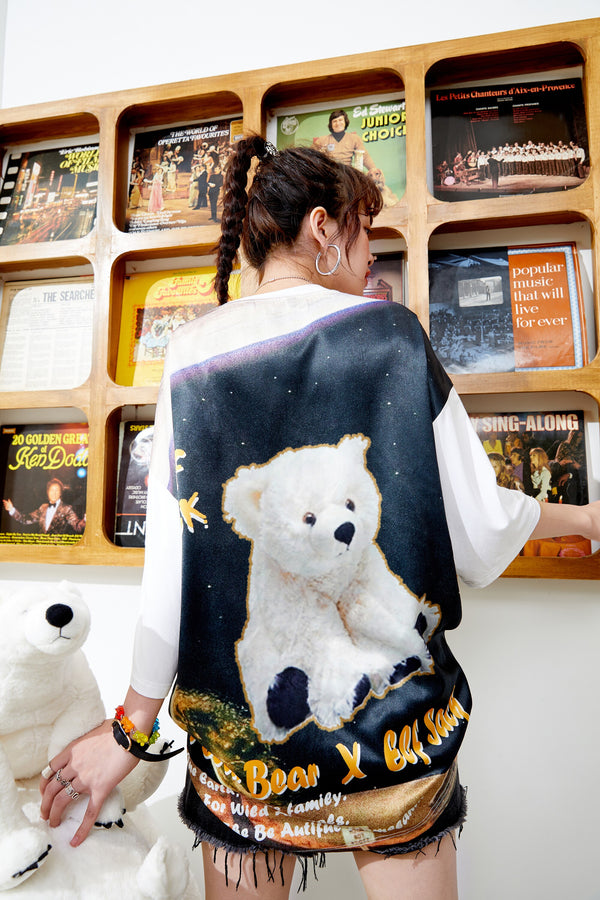 Harajuku Bear Embroidery Oversize Casual T-Shirts Women,Spring ELF Vintage Female Basic Daily Graphic Summer Tops