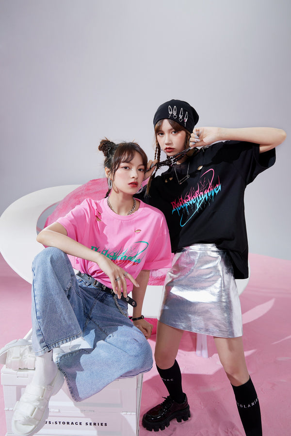 Harajuku Letter Print Casual Pullover Women Summer T-Shirts Summer ELF Short Sleeve Korean Ladeis Daily Punk Tops