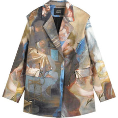 Graphic Chic Single Breasted Korean Blazer Women Jacket Spring ELF Causal Feminism Oversize Female Daily Outwears