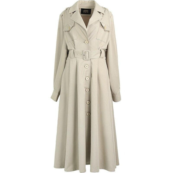 Green Solid Single Breasted Oversize Casual Women Trench Coat,Spring Full Sleeve Korean Office Ladies Daily Outwear
