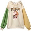 Harajuku Monkey King Embroidery Casual Pullover Sweatshirt Women,Spring Velvet Colorblock Ladies Daily Graphic Top