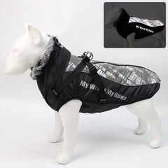 Thick Dog Coat Clothes Reflective Dogs Harness Clothes Vest Waterproof Pet Clothing With Fur Collar Large Dogs Jacket Outfit | Vimost Shop.