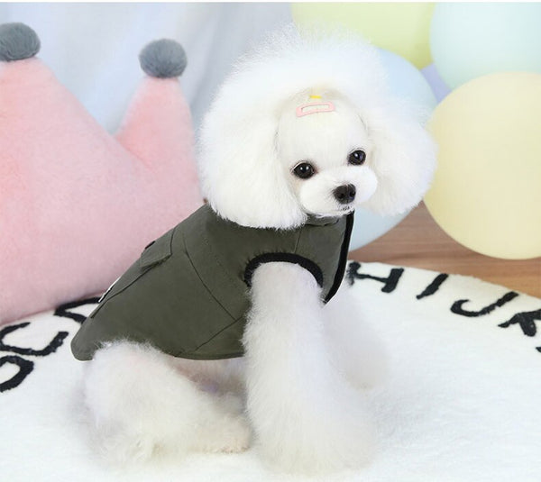 Pet Dog Clothes Winter Warm Corgi Bichon Vest Jacket Soft Plus Velvet Solid Color Sleeveless Hooded Vest for Dogs Pet Clothing | Vimost Shop.