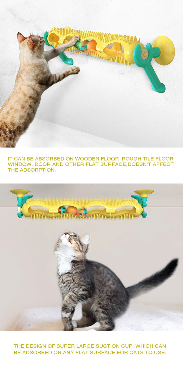 Funny Cat Toys 360 Roller Suction Cup Toy with Bell Ball for Cat Interactive Puzzle Massage Brush Tickle Massage Tool Pet Toys | Vimost Shop.