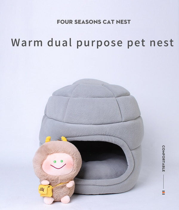 Portable Cat House Super Soft Kennel Winter Warm Puppy Cushion Fleece Pet Sleeping Cave Removable Bed for Cats Dogs Accessories | Vimost Shop.