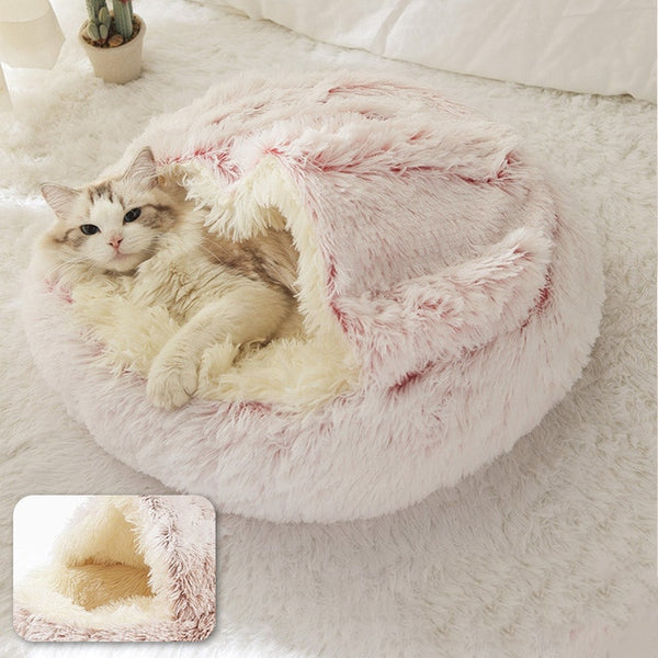 Hot Plush Round Cat Bed Cat Warm House Soft Long Plush Pet Dog Bed For Small Dogs Cat Nest 2 In 1 Pet Bed Cushion Sleeping Sofa | Vimost Shop.