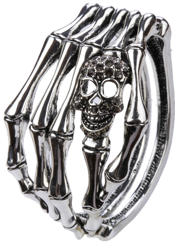 Skull Skeleton Hand Bracelet Bangle Biker Gothic Jewelry Gifts Women Her Girlfriend Antique Silver Color D08 | Vimost Shop.