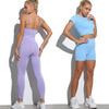 Yoga Set Workout Seamless Women&#39;s Sportswear Gym Clothing Sports Suits Fitness Short Sleeve Crop Top High Waist Running Leggings